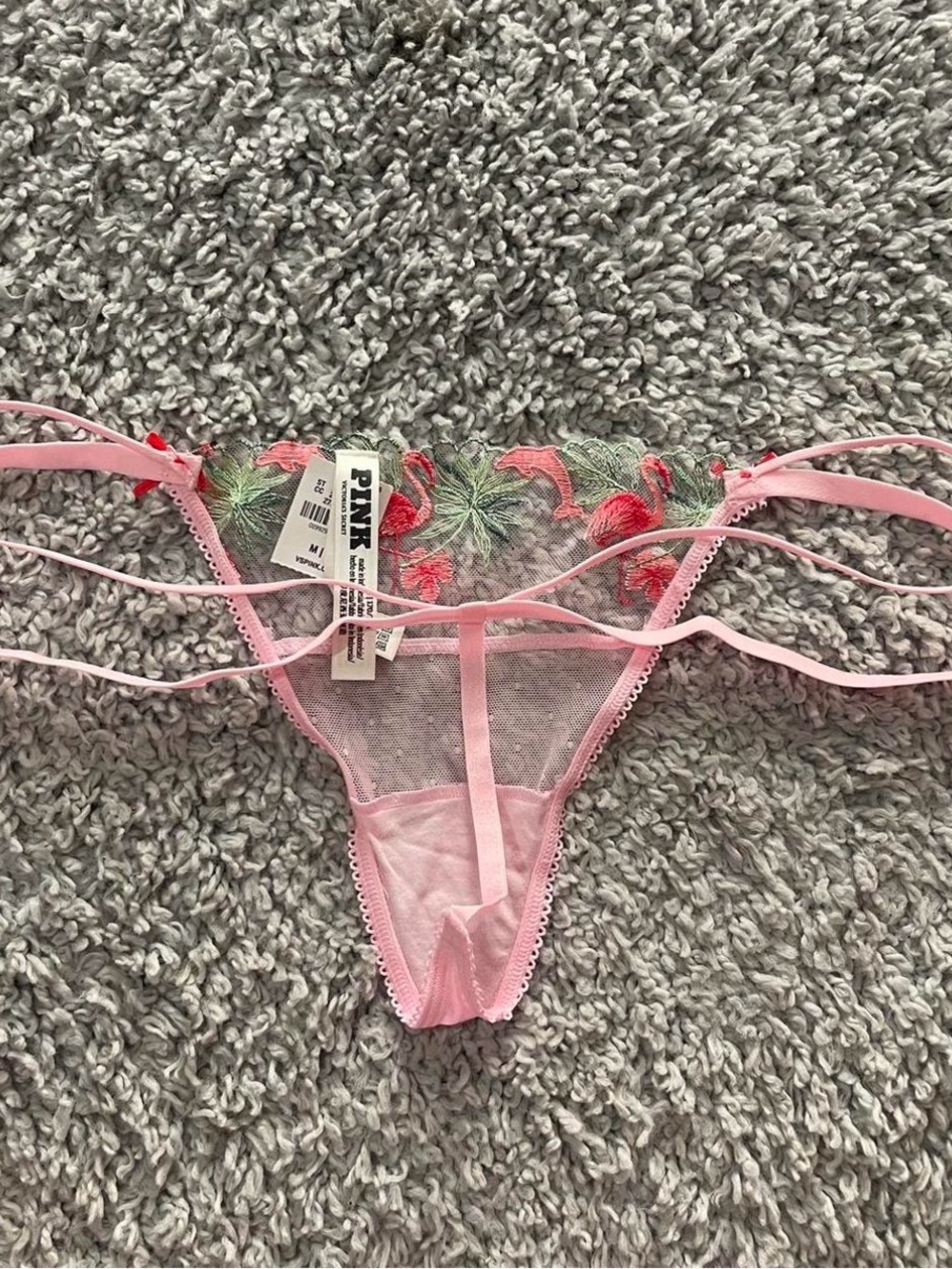 Victoria's Secret Pink Floral Sheer V-String with Double Side Straps - Picture 3 of 3